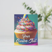 Je aangepaste tekst Happy Birthday Cupcake Sjabloo Feestdagenkaart (Staand voorkant)