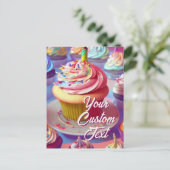 Je aangepaste tekst Happy Birthday Cupcake Sjabloo Feestdagenkaart (Staand voorkant)