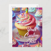 Je aangepaste tekst Happy Birthday Cupcake Sjabloo Feestdagenkaart (Voorkant / Achterkant)