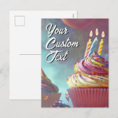 Je aangepaste tekst Happy Birthday Cupcake Sjabloo Feestdagenkaart (Voorkant / Achterkant)