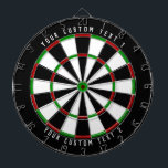 Je aangepaste tekst | Klassiek rood zwart wit Dartbord<br><div class="desc">Klassiek dartboard ontwerp met 2 lijnen van uw douanetekst in witte doopvont.</div>