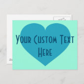 Je aangepaste tekstturquoise hart briefkaart (Voorkant / Achterkant)