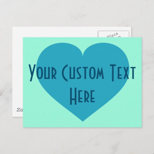 Je aangepaste tekstturquoise hart briefkaart (Voorkant / Achterkant)