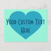 Je aangepaste tekstturquoise hart briefkaart (Voorkant)