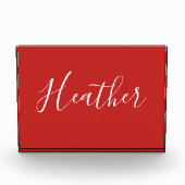 Je aangepaste witscript op rood fotoblokken (Voorkant)