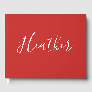 Je aangepaste witscript op rood gastenboek