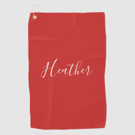 Je aangepaste witscript op rood golfhanddoek