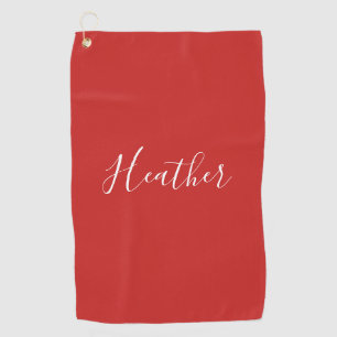 Je aangepaste witscript op rood golfhanddoek