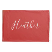 Je aangepaste witscript op rood kussensloop (Achterkant)