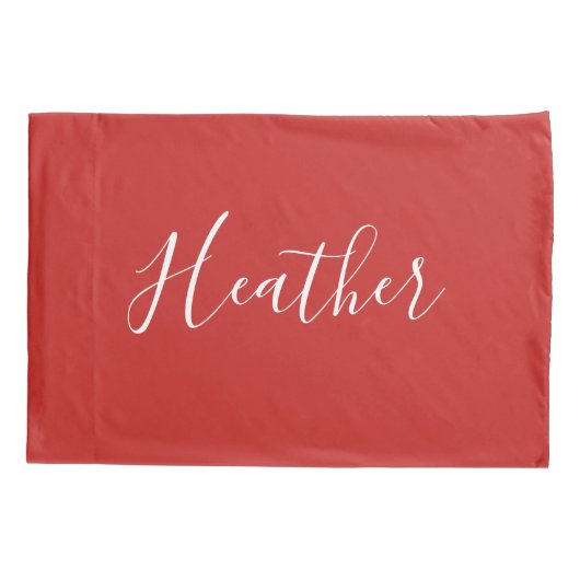 Je aangepaste witscript op rood kussensloop (Achterkant)