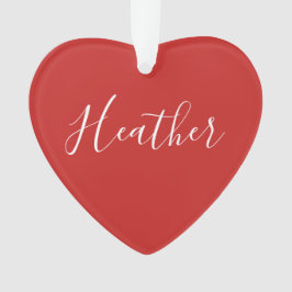 Je aangepaste witscript op rood ornament