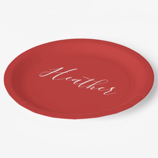 Je aangepaste witscript op rood papieren bordje (Gekanteld)