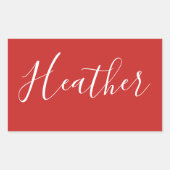 Je aangepaste witscript op rood rechthoekige sticker (Voorkant)