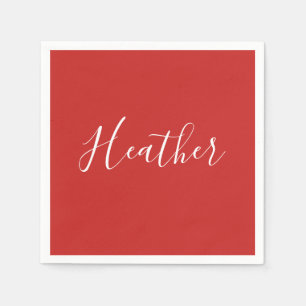 Je aangepaste witscript op rood servet