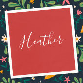 Je aangepaste witscript op rood servet