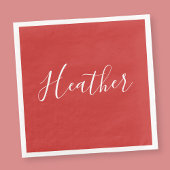 Je aangepaste witscript op rood servet