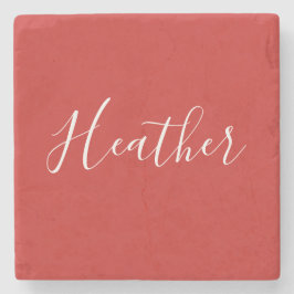 Je aangepaste witscript op rood stenen onderzetter