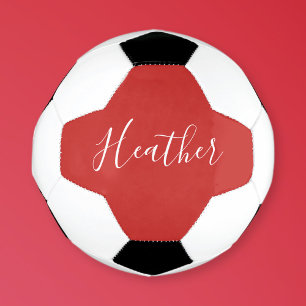 Je aangepaste witscript op rood voetbal