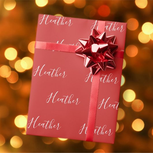 Je aangepaste witte script op rood #2 cadeaupapier