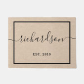 Je achternaam in script met jaar deurmat (Voorkant)