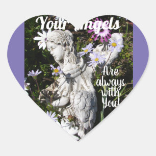 Je Angels zijn altijd bij je bloemenbloem. Hart Sticker