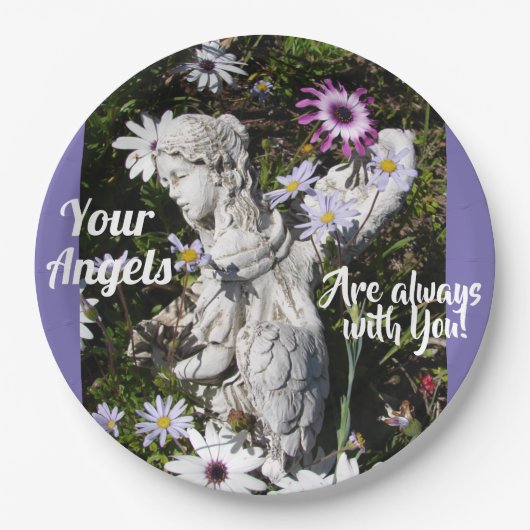Je Angels zijn altijd bij je, Floral Angel Papieren Bordje (Voorkant)