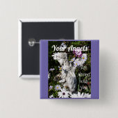 Je Angels zijn altijd bij je, Floral Angel Vierkante Button 5,1 Cm (Voorkant /achterkant)