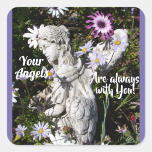 Je Angels zijn altijd bij je, Floral Angel Vierkante Sticker