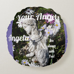 Je Angels zijn altijd bij je Lila Floral Angel Rond Kussen