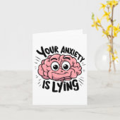 Je angst is een leugen! Angstige Cartoon Sticker Kaart (Gele Bloem)