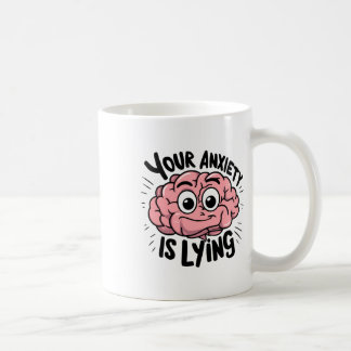 Je angst liegt! Angstige Cartoon Sticker  Koffiemok