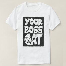 Je baas kat in het wit t-shirt