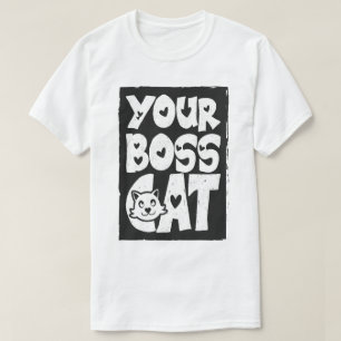 Je baas kat in het wit t-shirt