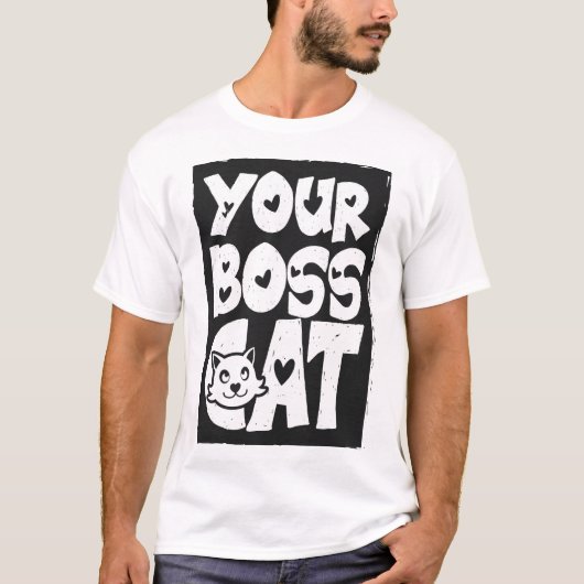 Je baas kat in het wit t-shirt (Voorkant)