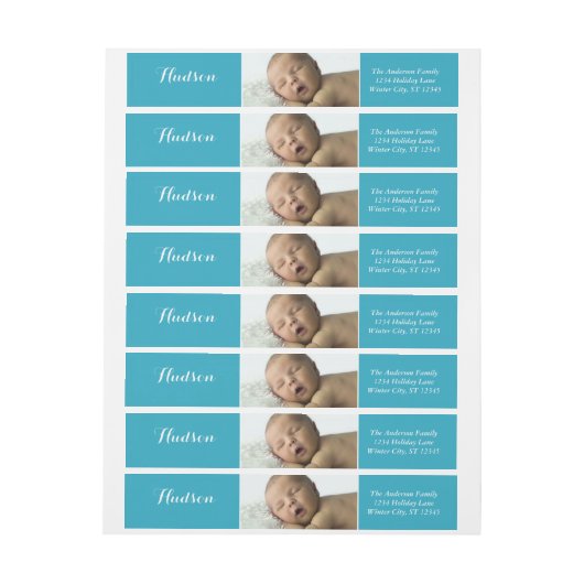 Je baby-jongen Foto Blue Return-adres (Vel)