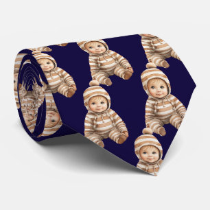 Je babyfoto-uitknip necktie in donkerblauw stropdas