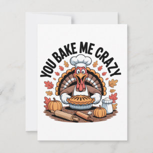 Je bakt me Kerststol Thanksgiving Turkije Bakkerij Notitiekaartje