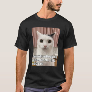 Je ballen zullen een grappige kat exploderen die v t-shirt