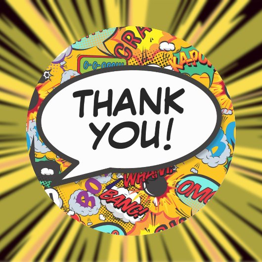 Je bedankbericht spraakwolk Leuke Comic Ronde Sticker