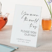 Je bedoelt de wereld om bruiloft kaart gastenboek  reclamebord met voetstuk (Insitu)