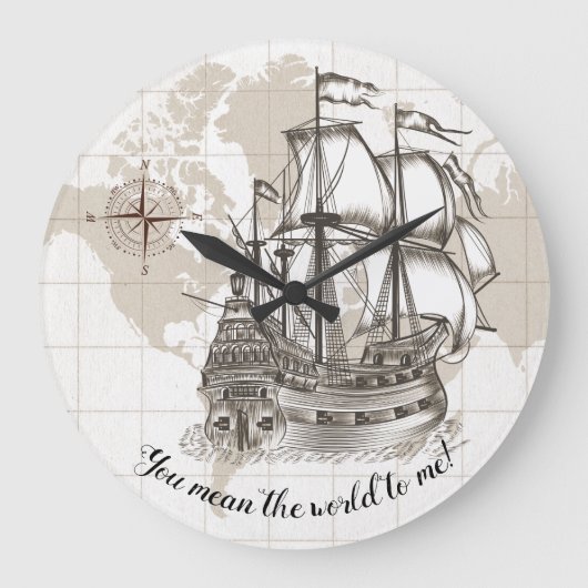 Je bedoelt de wereld voor mij  Nautical Grote Klok (Voorkant)