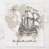 Je bedoelt de wereld voor mij  Nautical Wijn Etiket (Enkel label)