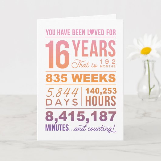 Je bent 16 jaar geliefd geweest, 16e verjaardag Ka Kaart (Kleine Plant)