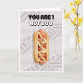 Je bent 1 Hot Dog Verjaardagskaart Kaart (Gele Bloem)