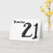 Je bent 21, grote zwart-witte tekst op wit. kaart (Gele Bloem)