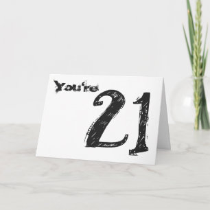 Je bent 21 grote zwarte en witte tekst op wit. kaart