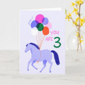 Je bent 3, Paardenverjaardag Kaart (Gele Bloem)