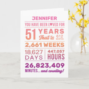 Je Bent 51 Jaar Lang Bemind, Aangepaste Naam Verja Kaart