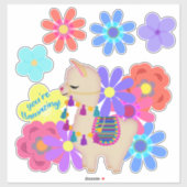 Je bent aan het lachen! | Llama en bloemen Sticker (Vel)