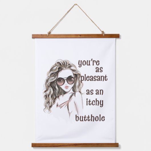 Je bent aangenaam hangend wandkleed (Voorkant)